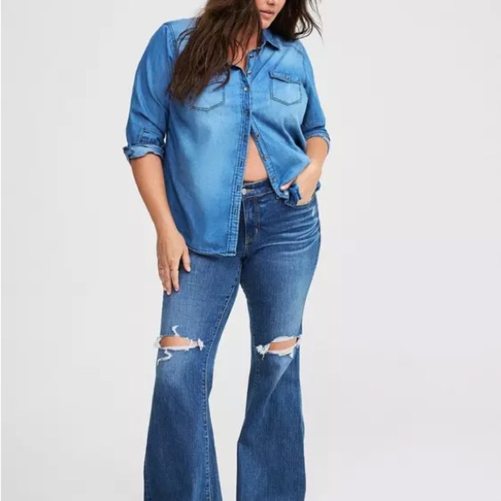 Torrid Perfect Mid rise Distressed Flare Jeans 24
